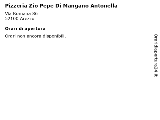 Orari di apertura Pizzeria Zio Pepe Di Mangano Antonella